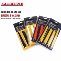 SUBORUI Lot de 10 lames de scie sabre mixtes BIM HCS pour la coupe du bois lourd et du métal – Kit professionnel combiné