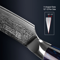 Couteau de chef KEEMAKE Damascus 6,5 pouces, extra-affûté, en acier damas 67 couches, couteau de cuisine, couteau à découper, manche ergonomique en résine