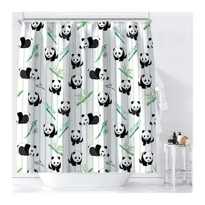 대나무 팬더 인쇄 방수 3D 사용자 정의 샤워 커튼 인쇄 및 목욕 깔개 세트 폴리 에스터 욕실 샤워 커튼 세트 욕실