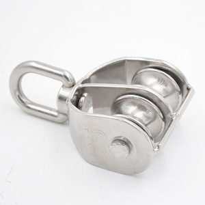 Polea de Acero Inoxidable Runshi de 100 mm de Diámetro de Paso, Doble Rueda para Aplicaciones de Elevación y Tracción - Product Image 1