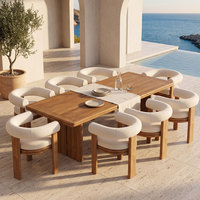 Fauteuil de patio en teck avec coussin rembourré en éponge, résistant à l'eau, pour l'extérieur, idéal pour les hôtels et restaurants modernes