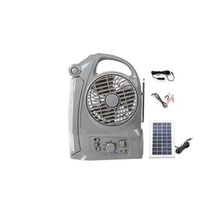 Ventilador recargable solar Changrong de 5 pulgadas, ventilador de mesa portátil con luz nocturna LED y Radio FM/AM