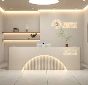 B060 Welcome Paint Arc Shaped Cash Register Reception Desk Hospital Supermarket School Office Corrosion Resistance Modern Luxury - Product Image 1