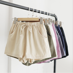 Nuovi pantaloncini Casual in cotone e <span class=keywords><strong>lino</strong></span> a vita alta per abiti estivi da <span class=keywords><strong>donna</strong></span> in 2020 - Product Image 1