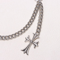 Chaîne de taille simple en argent tibétain avec double anneau en métal style Hip Hop pour pantalon en jean, usage quotidien