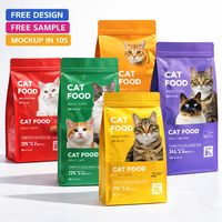 Sacs d'emballage personnalisés en plastique Mylar de 15 kg pour aliments pour chiens et chats, sachets souples à fond plat pour aliments pour animaux de compagnie