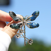 Broche de luxe XILIANGFEIZI au design original, nouveau style chinois vintage, émail libellule et fleur, bijou pour femme
