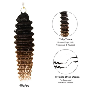 Extension per capelli umani all'uncinetto, extension per capelli umani pre-separate effetto piuma, ricci profondi, colore Ombre 1B/4/30, fornitore di capelli - Product Image 3