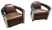 Fauteuil en cuir de style industriel rétro - Design durable pour salon, bureau à domicile et hôtel - Élégant et confortable