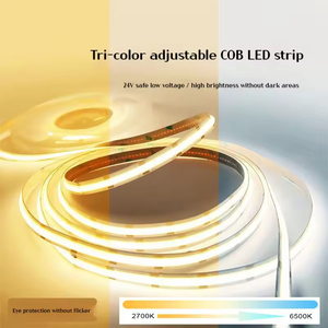 Tira de diodos emisores de luz LED COB de 2700k-6500k, 3 años de garantía, amplio espectro IP20, doble voltaje 12V/24V, control remoto de color CCT. - Product Image 2