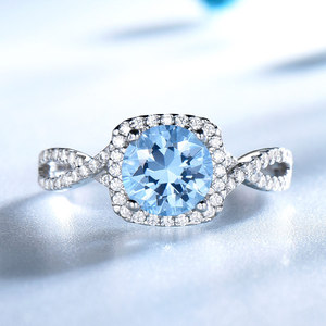 Accesorios de Lujo para Compromiso, Regalos de Joyería de Plata de Ley 925, Topacio Azul Cielo, Zafiro, Anillos de Boda para Mujer - Product Image 3