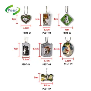 Prosub升华空白宠物标签双面锌合金军用名字狗标签项链升华狗标签