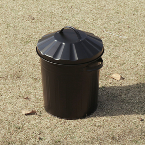 Poubelle à compost extra-large de 15 L, revêtement poudré, noire, poubelle de recyclage en métal, poubelle extérieure - Product Image 2