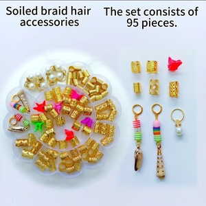 Ensemble de 95 pinces à cheveux en alliage de <span class=keywords><strong>zinc</strong></span>, design géométrique, pour dreadlocks, accessoires de tressage, style hip-hop, personnalisé et tendance - Product Image 2