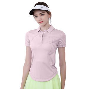 Camisetas Polo de Manga Corta a Rayas para Mujer, Transpirables, de Secado Rápido, Ligeras, de Spandex/Poliéster, Asimétricas, para Gimnasio y Actividades al Aire Libre, Venta al Por Mayor - Product Image 1