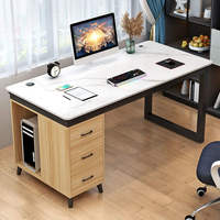 Bureau rectangulaire moderne modulaire pliable en bois massif avec rangement pour la maison, le bureau, l'école et la villa