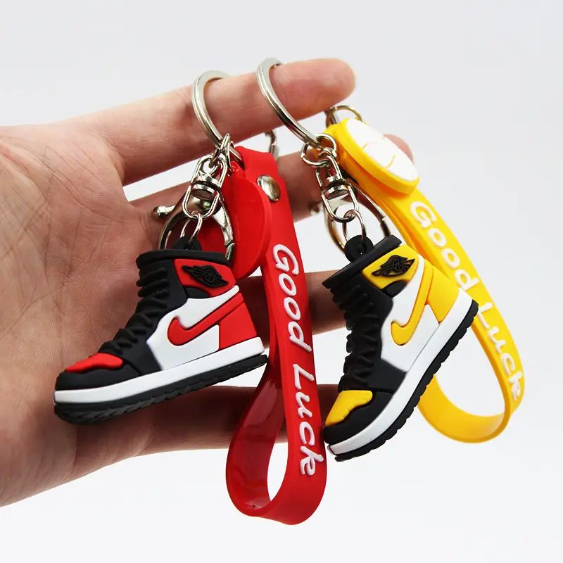Souvenir Cheap Price Plastic Mini 3d Rubber Sneaker Shoe Keychain Rubber Basketball Shoes Key Chain Ring Wholesale