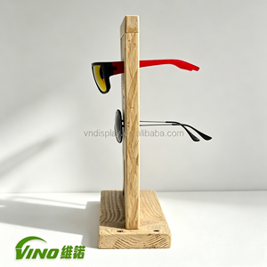 Expositor de Gafas de Sol de Madera Rústica Envejecida al por Mayor, Soporte de Mostrador de Doble Cara con Logotipo Grabado para 4 Gafas de Sol - Product Image 3