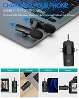K15 Microphone Lavalier sans fil 3 en 1 Réduction du bruit Radio Clips Revers Microphone Vie en plein air Vidéo Tiktok Mini Microphone