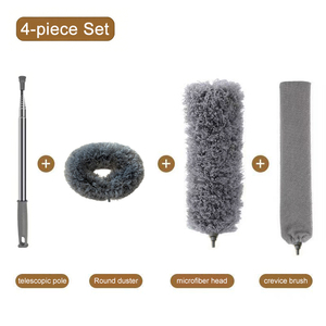 4 pièces, manche allongé en acier inoxydable, détachable pour le nettoyage des ventilateurs de plafond, plumeau avec perche d'extension - Product Image 1