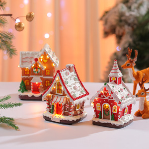 Casa de Jengibre Iluminada con Luces LED de Navidad, Casa de Dulces de Resina, Luces Cálidas, Adorno de Pueblo Navideño, Decoración Festiva para Mesa de Fiesta - Product Image 3