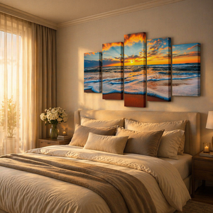 Art mural moderne, peinture <span class=keywords><strong>de</strong></span> <span class=keywords><strong>coucher</strong></span> <span class=keywords><strong>de</strong></span> <span class=keywords><strong>soleil</strong></span>, impressions sur toile encadrées <span class=keywords><strong>en</strong></span> 5 panneaux, décoration <span class=keywords><strong>de</strong></span> la maison, salon, chambre à <span class=keywords><strong>coucher</strong></span> - Product Image 2