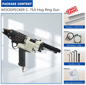 WOODPECKER C-7EA 15ゲージ空気圧ホッグリングガン3/4インチスリムロングノーズ付きフェンシング用クローズ径7- 8mmワイヤーケージ - Product Image 2