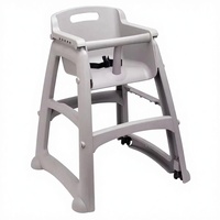 Chaise haute empilable en plastique pour bébé avec sangle ventrale