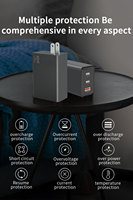 Chargeur rapide HNT 65W GaN PD PPS QC3.0 avec certification RCM, ports 2C1A pour ordinateurs portables et Samsung Galaxy S21 S22 S23