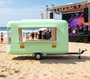 Remolque de Comida Curvo de un Solo Eje con Ventana de Servicio LED, Carrito Móvil para Venta de Hamburguesas y Perritos Calientes para Playa, Festival de Música - Product Image 2
