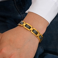 Bracelet magnétique ajustable en acier inoxydable pour homme, bracelet à maillons détachables bicolore, bracelet à porter au quotidien