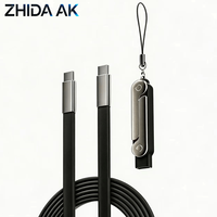 Nouveau design, câble Type-C 2-en-1 avec support, cordon de données plat en silicone 240W 6A, tendance 2026, logo personnalisé, charge ultra-rapide des appareils