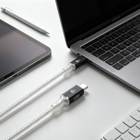 Kabel USB C ke C Serat Karbon Paduan Seng 100W Berlapis Perak Anti-Lentur 10000 Kali Lipat PD Pengisian Cepat Warna-warni