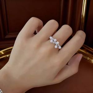 10750DIY Accesorios de Perlas, Anillo de Plata S925 con Base Vacía para Perlas Redondas de 9-11 mm, Fornituras y Componentes de Joyería - Product Image 2