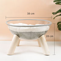 Lit pour chat en forme de capsule spatiale, nid d'intérieur pour chat avec jouet à billes, support en bois massif stable, toutes saisons, nid pour chaton, maison transparente pour chat