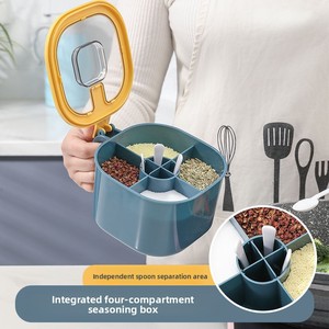 Juego de recipientes para condimentos, multi-compartimentos, a prueba de humedad, de PVC, todo en uno, para sal y pimienta. - Product Image 3