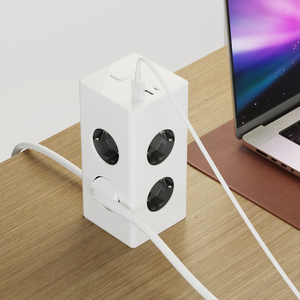 90 Degree Rotating Cable 12 Outlets Power Strip with EU Power Cord 17W 2 <b>USB</b>-A 2 <b>USB</b>-C Industrial 16A EU Standard CE/KC - Product Image 5