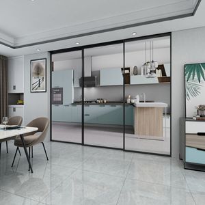 <span class=keywords><strong>Porte</strong></span> <span class=keywords><strong>coulissante</strong></span> à trois points de fixation, design postmoderne, cuisine, salon, alliage d'aluminium, <span class=keywords><strong>porte</strong></span> extrêmement étroite - Product Image 2