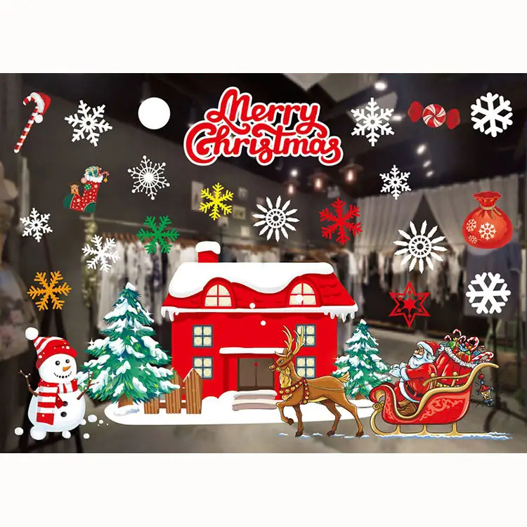 OEM waterproof reusable static decals removable clear Christmas window cling sticker for decoration