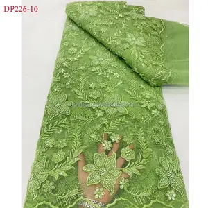 DP226最新重串珠蕾丝面料法国手工蕾丝面料刺绣奢华蕾丝婚纱