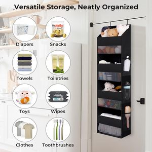 Over The Door Organizer 4 <b>Shelf</b> Waterproof Storage With 6 Pockets Clear Window Anti Tilt 35Lb Behind Door - Product Image 3