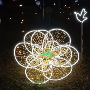 חיצוני 3D פרפר דפוס פרח אור Led מותאם אישית סיטונאי קישוט מסחרי דפוס חג אור מוטיב אור