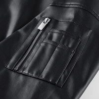 Blouson Bomber Unisexe en PU, Coupe Destructurée Vintage, Coupe-Vent, Fermeture Éclair, Style Motard Tendance, Effet Délavé, Coupe Ample, Automne