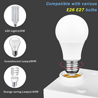 Enchufe de luz con Sensor de movimiento PIR E26 E27 Portalámparas Encendido/apagado automático ajustable para Control de iluminación de sótano nocturno