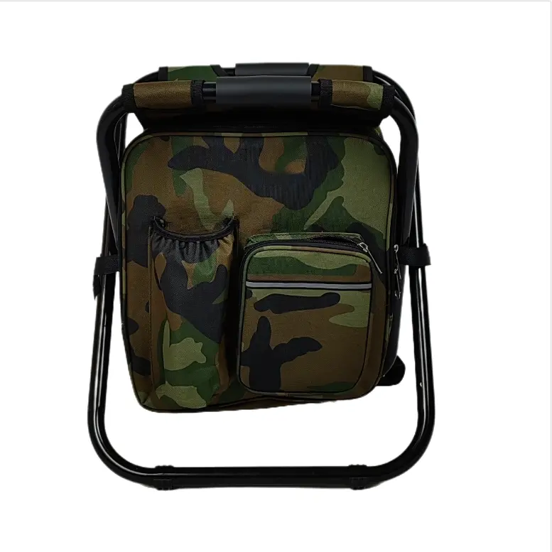 Fábrica al por mayor personalizado mochila silla plegable pesca enfriador mochila con taburete plegable SILLA DE Camping