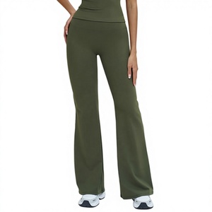 <strong>Women's</strong> High-Waisted Flared <strong>Pants</strong> Wide-Leg Slimming Sports Trousers Nylon Spandex Solid Color - Product Image 2