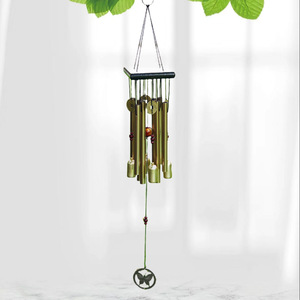 Carillon à vent artisanal en métal à 8 tubes, thème moderne de vacances, papillon, pour <span class=keywords><strong>jardin</strong></span>, patio, extérieur, montage au plafond, <span class=keywords><strong>prix</strong></span> d'usine - Product Image 1