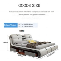 Meubles de chambre à coucher modernes et luxueux, derniers modèles, ensemble de lit intelligent, taille king, lit double en cuir multifonctionnel avec massage