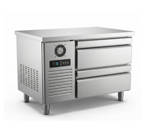 Kulkas Listrik Komersial Bawah Meja Stainless Steel 2 Laci Chef Base Peralatan Dapur Restoran 220v Baru Bebas Es