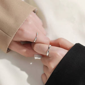 2-teiliges Set verstellbare, offene Möbius-Paarringe, Verlobungsringe für Damen, Eheringe, Versprechensringe, Jubiläumsringe - Product Image 3